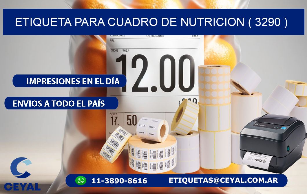 ETIQUETA PARA CUADRO DE NUTRICION ( 3290 )