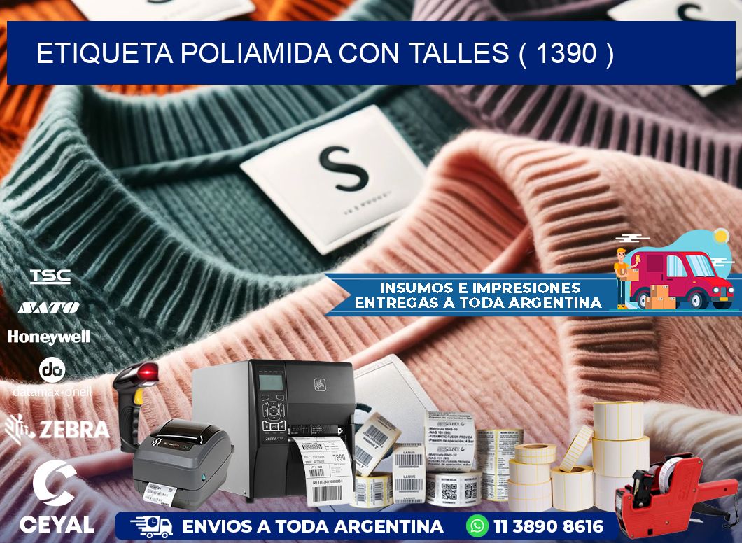 ETIQUETA POLIAMIDA CON TALLES ( 1390 )