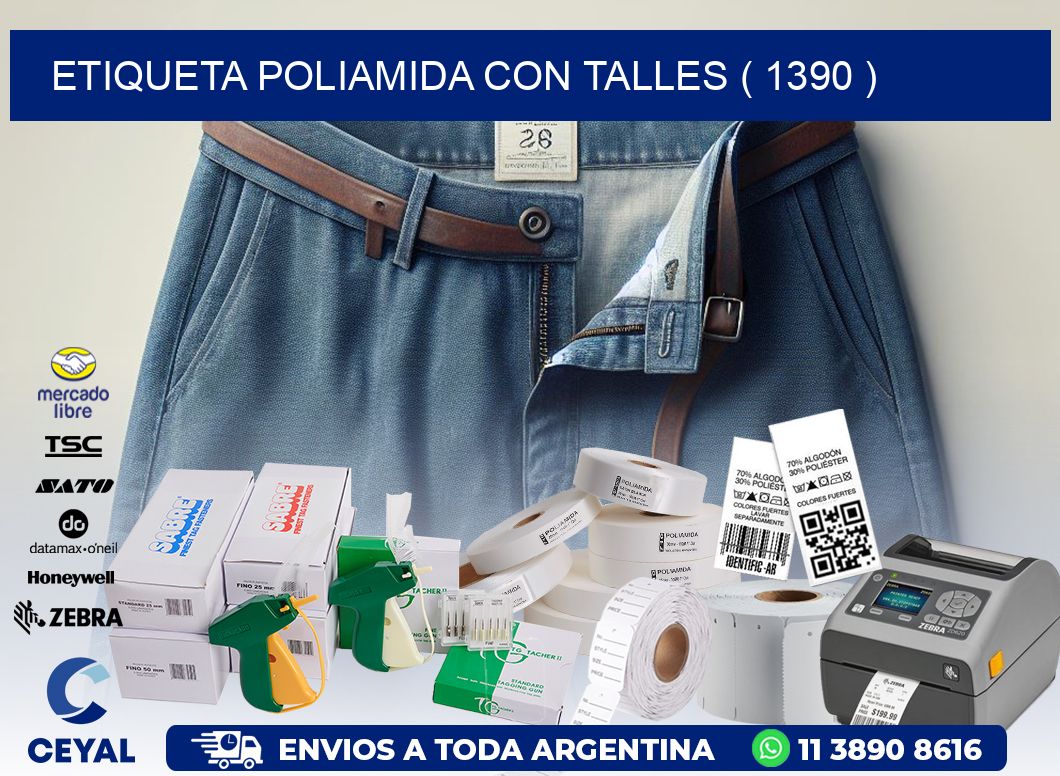 ETIQUETA POLIAMIDA CON TALLES ( 1390 )