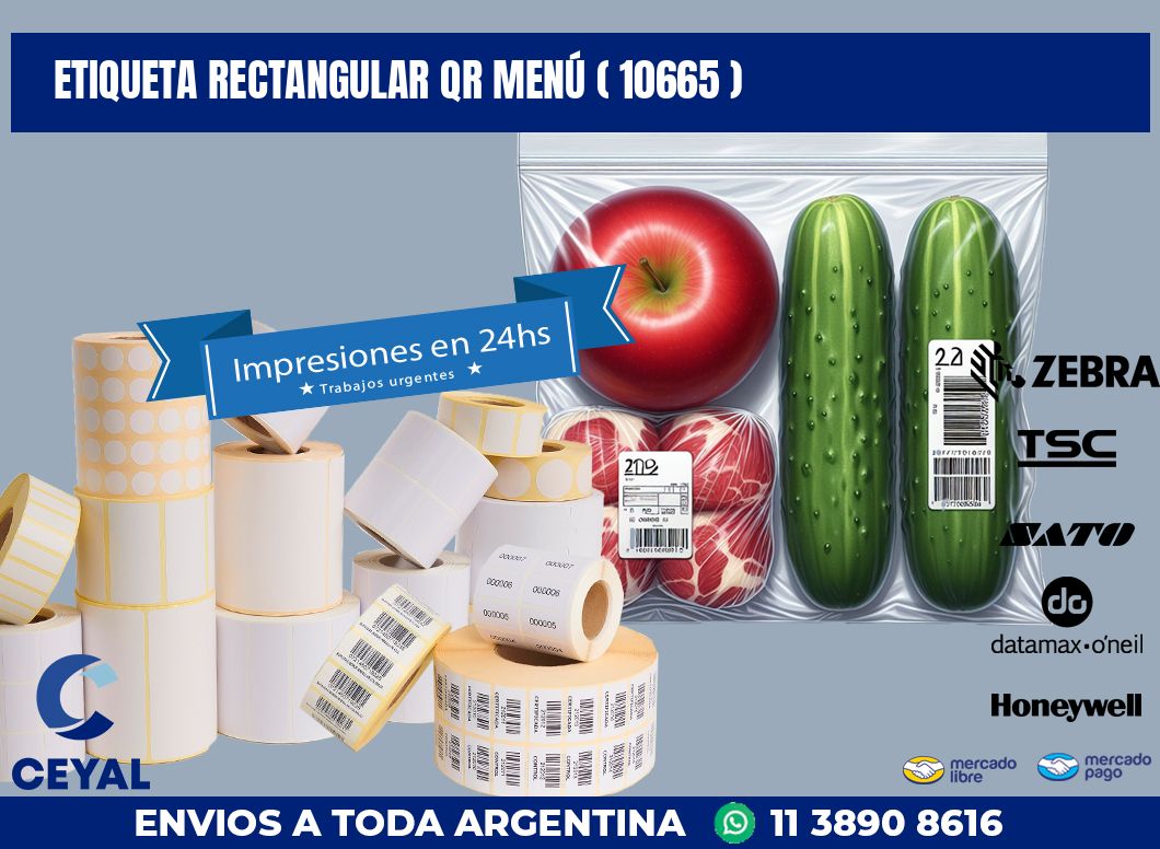 ETIQUETA RECTANGULAR QR MENÚ ( 10665 )