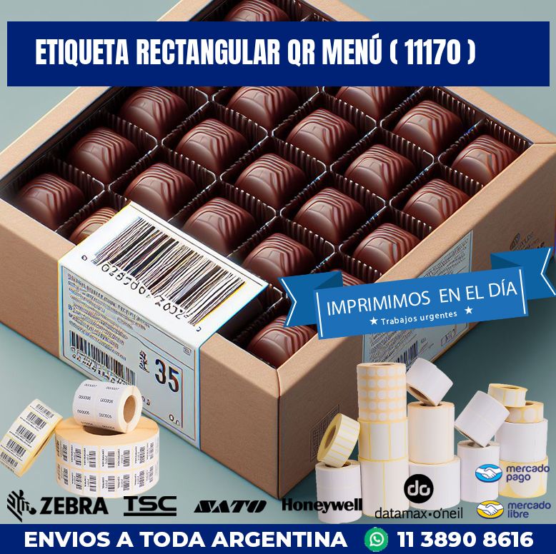 ETIQUETA RECTANGULAR QR MENÚ ( 11170 )