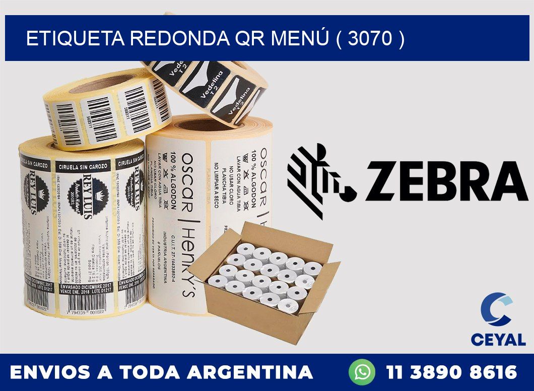ETIQUETA REDONDA QR MENÚ ( 3070 )