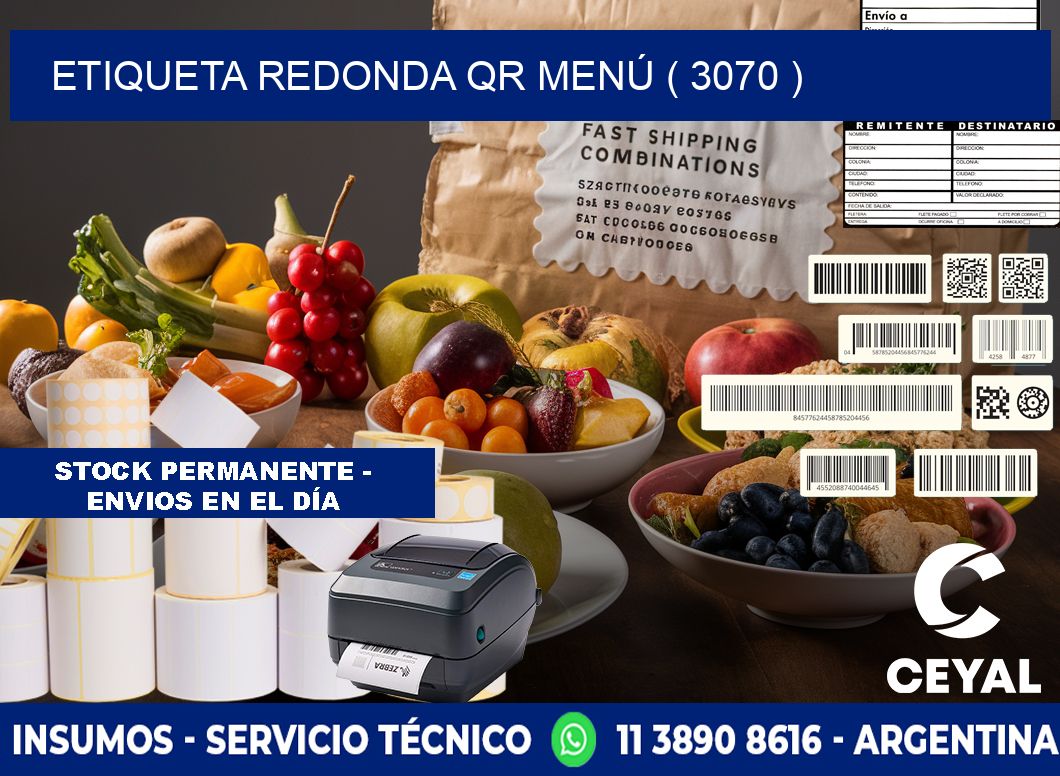 ETIQUETA REDONDA QR MENÚ ( 3070 )