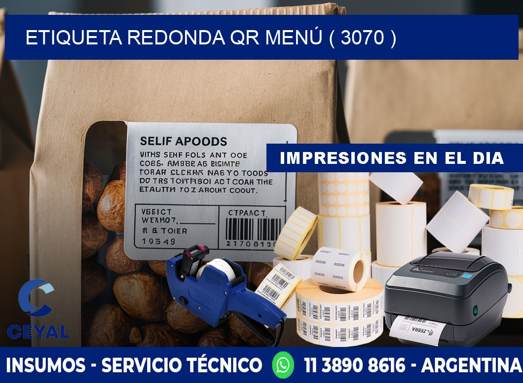 ETIQUETA REDONDA QR MENÚ ( 3070 )