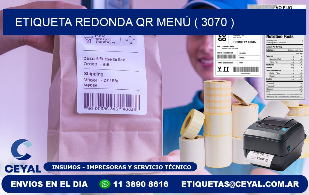 ETIQUETA REDONDA QR MENÚ ( 3070 )