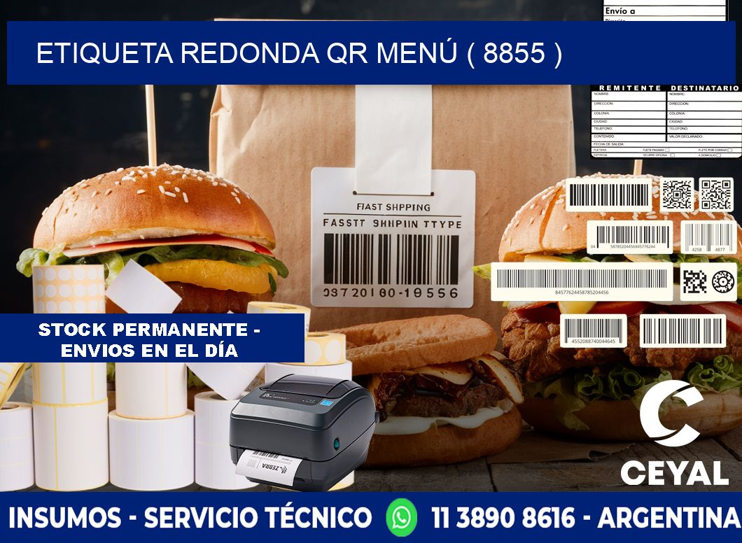 ETIQUETA REDONDA QR MENÚ ( 8855 )