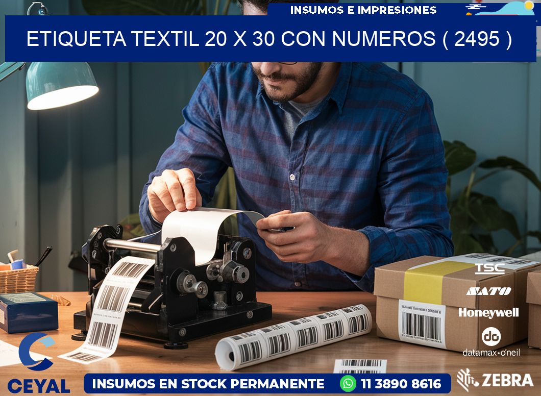 ETIQUETA TEXTIL 20 X 30 CON NUMEROS ( 2495 )