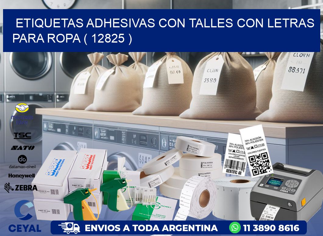 ETIQUETAS ADHESIVAS CON TALLES CON LETRAS PARA ROPA ( 12825 )