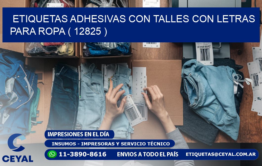 ETIQUETAS ADHESIVAS CON TALLES CON LETRAS PARA ROPA ( 12825 )