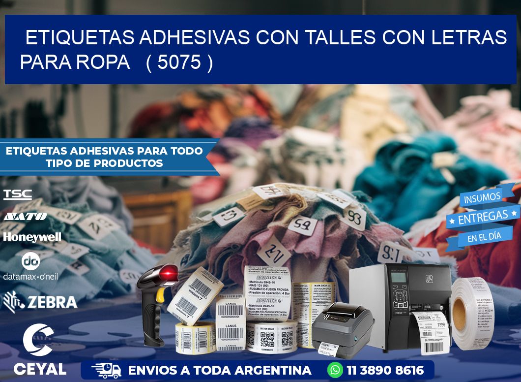 ETIQUETAS ADHESIVAS CON TALLES CON LETRAS PARA ROPA   ( 5075 )