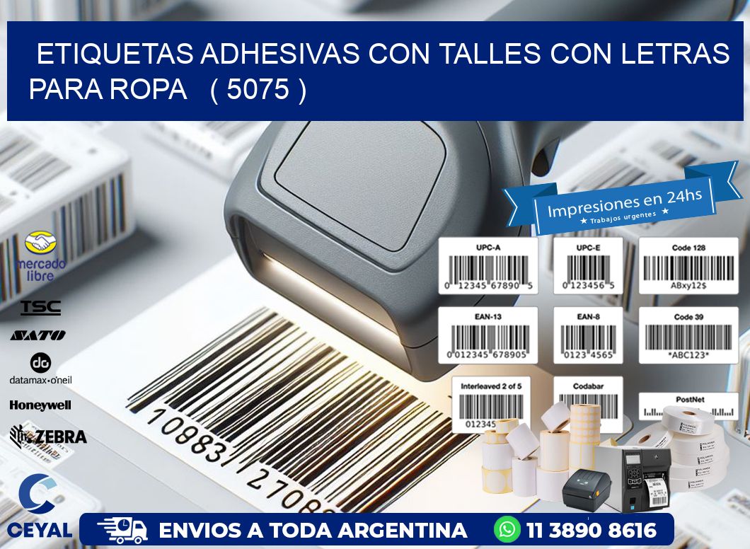 ETIQUETAS ADHESIVAS CON TALLES CON LETRAS PARA ROPA   ( 5075 )