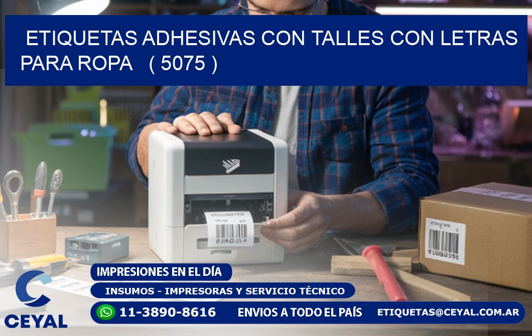 ETIQUETAS ADHESIVAS CON TALLES CON LETRAS PARA ROPA   ( 5075 )