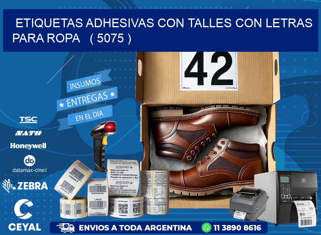 ETIQUETAS ADHESIVAS CON TALLES CON LETRAS PARA ROPA   ( 5075 )