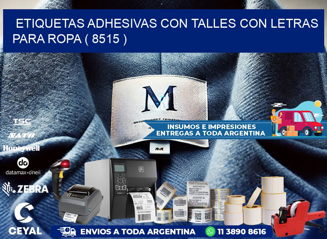 ETIQUETAS ADHESIVAS CON TALLES CON LETRAS PARA ROPA ( 8515 )
