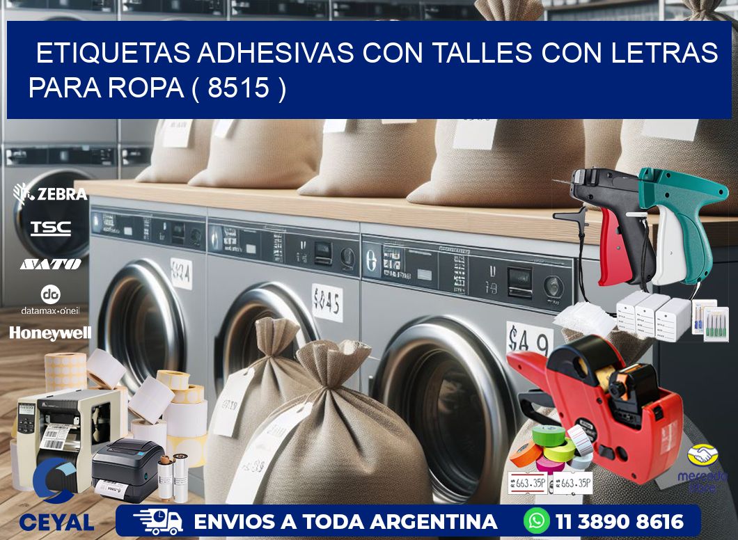 ETIQUETAS ADHESIVAS CON TALLES CON LETRAS PARA ROPA ( 8515 )