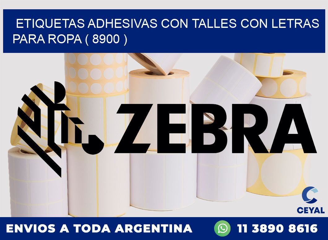 ETIQUETAS ADHESIVAS CON TALLES CON LETRAS PARA ROPA ( 8900 )