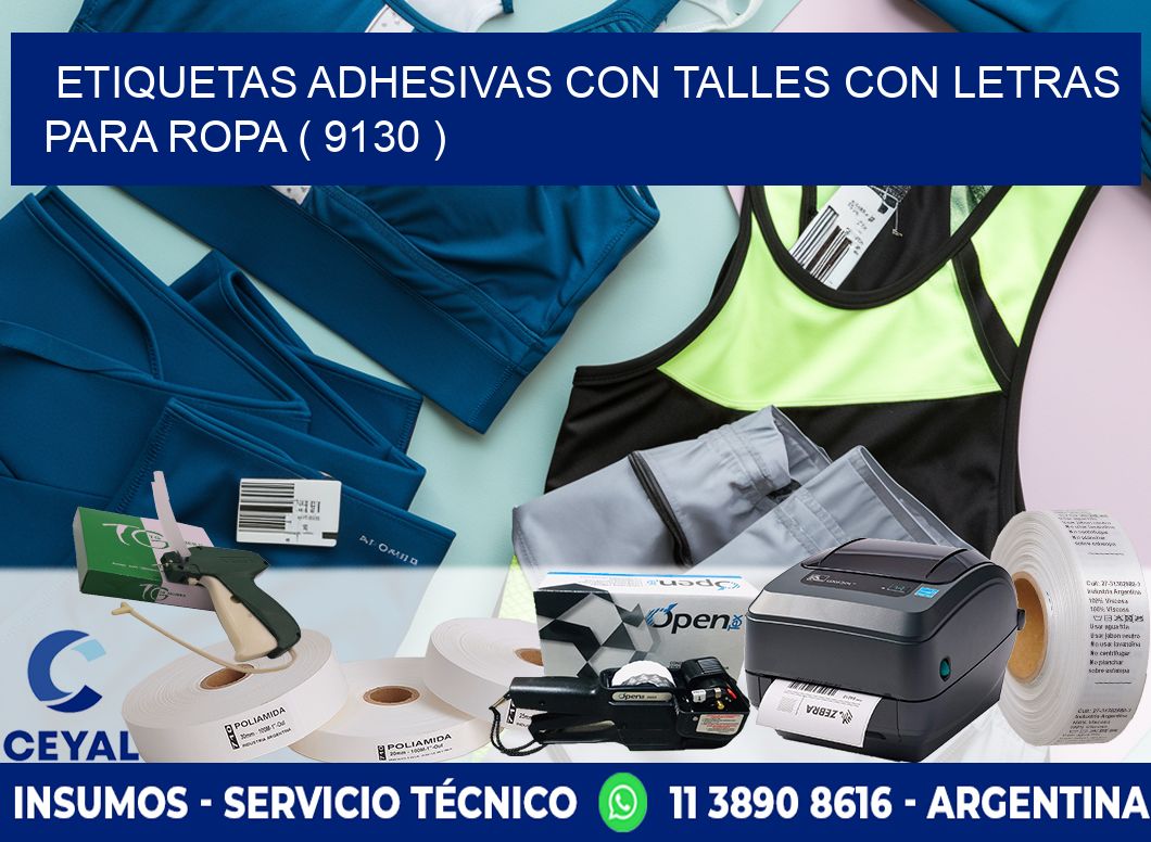 ETIQUETAS ADHESIVAS CON TALLES CON LETRAS PARA ROPA ( 9130 )