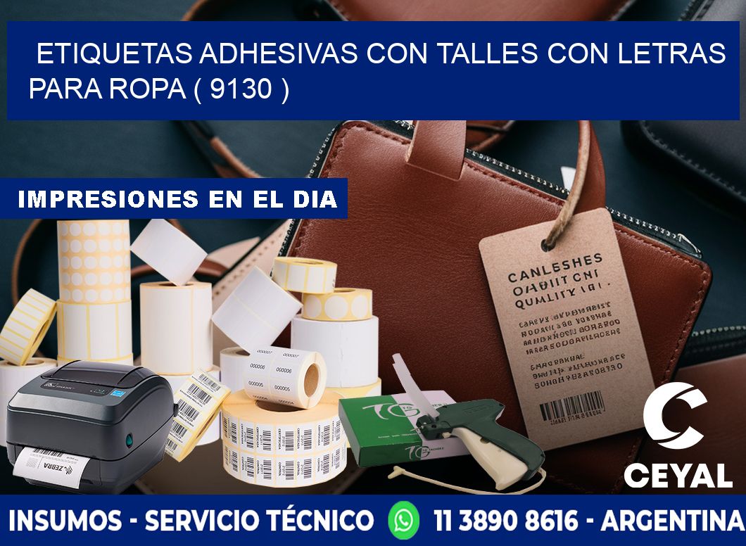 ETIQUETAS ADHESIVAS CON TALLES CON LETRAS PARA ROPA ( 9130 )