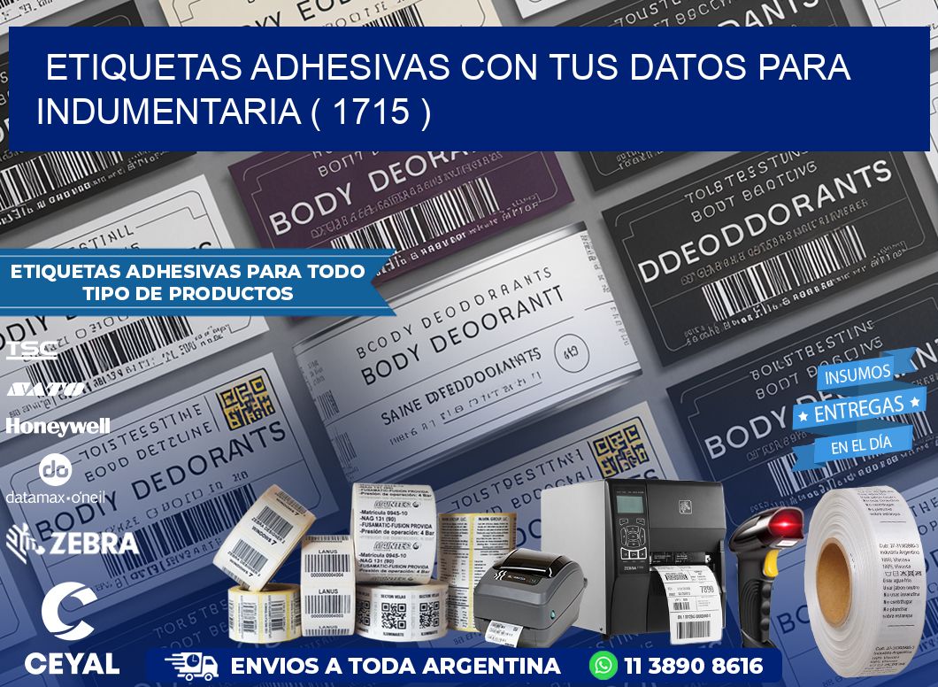ETIQUETAS ADHESIVAS CON TUS DATOS PARA INDUMENTARIA ( 1715 )