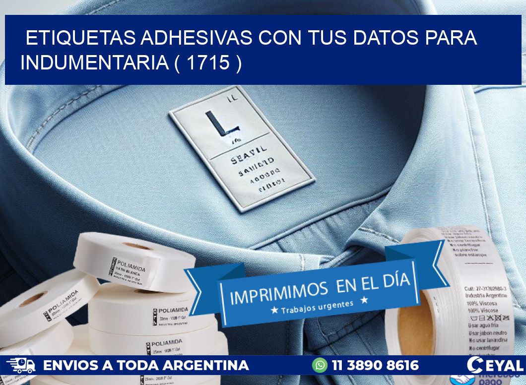 ETIQUETAS ADHESIVAS CON TUS DATOS PARA INDUMENTARIA ( 1715 )