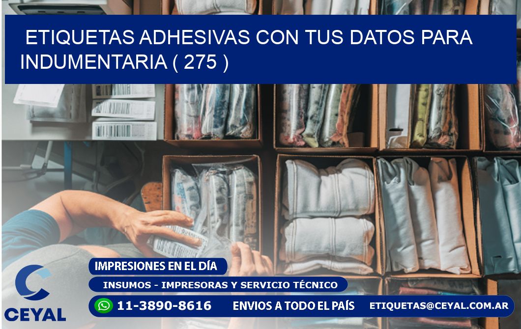 ETIQUETAS ADHESIVAS CON TUS DATOS PARA INDUMENTARIA ( 275 )