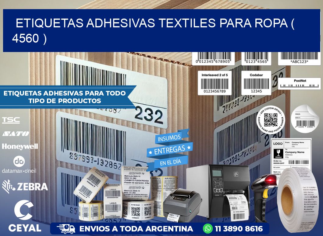 ETIQUETAS ADHESIVAS TEXTILES PARA ROPA ( 4560 )