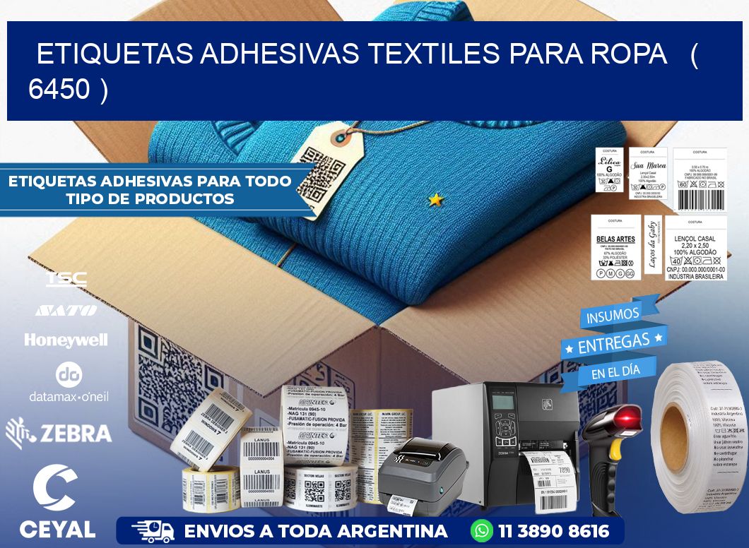 ETIQUETAS ADHESIVAS TEXTILES PARA ROPA   ( 6450 )