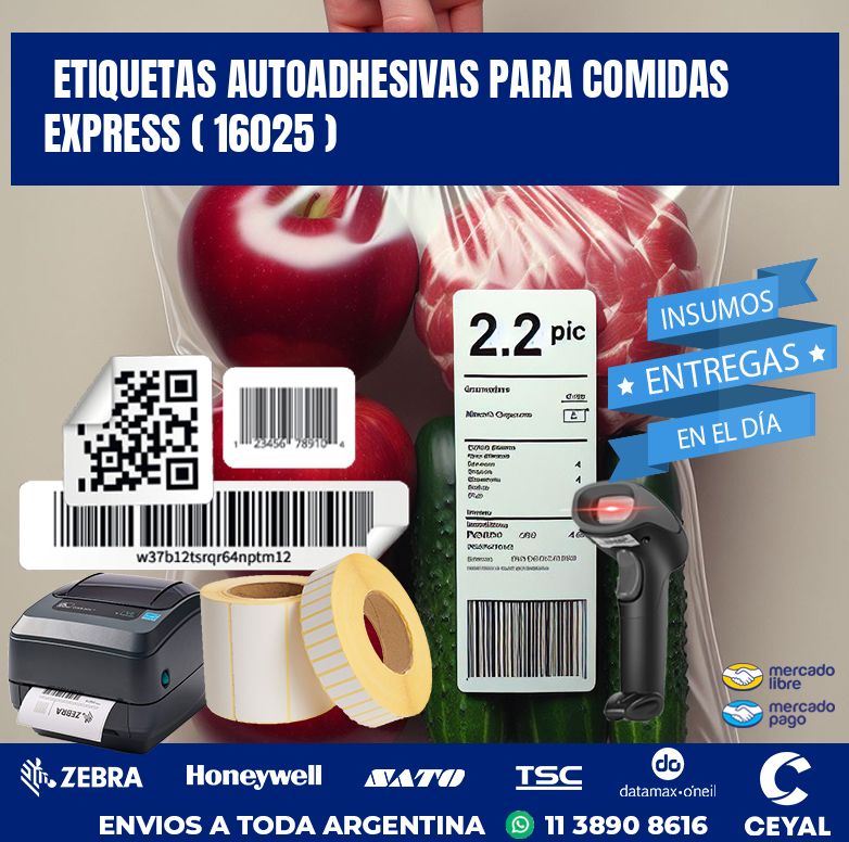 ETIQUETAS AUTOADHESIVAS PARA COMIDAS EXPRESS ( 16025 )