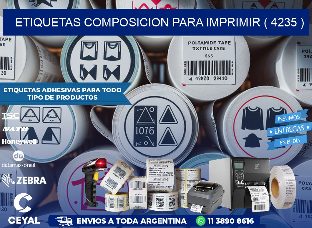 ETIQUETAS COMPOSICION PARA IMPRIMIR ( 4235 )