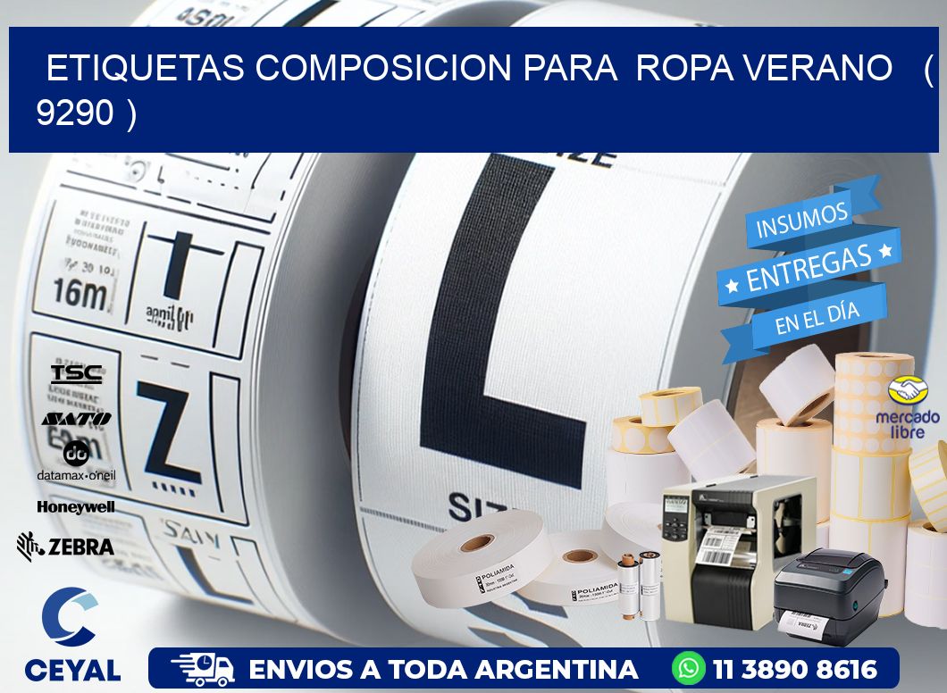 ETIQUETAS COMPOSICION PARA  ROPA VERANO   ( 9290 )