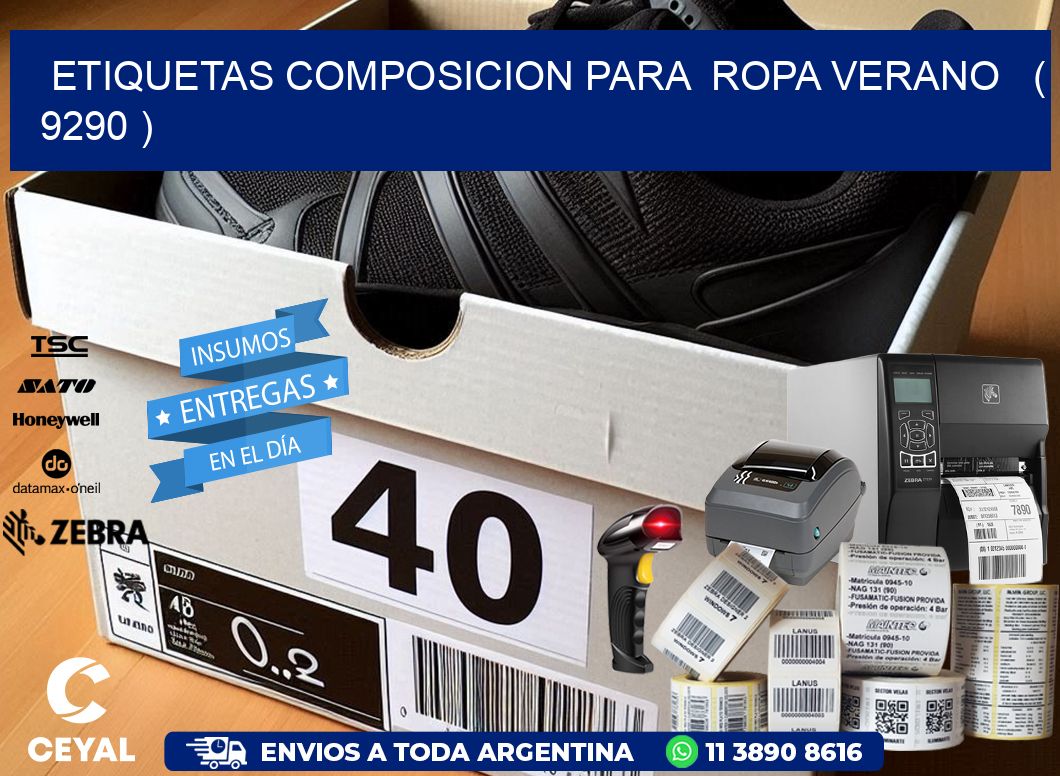 ETIQUETAS COMPOSICION PARA  ROPA VERANO   ( 9290 )