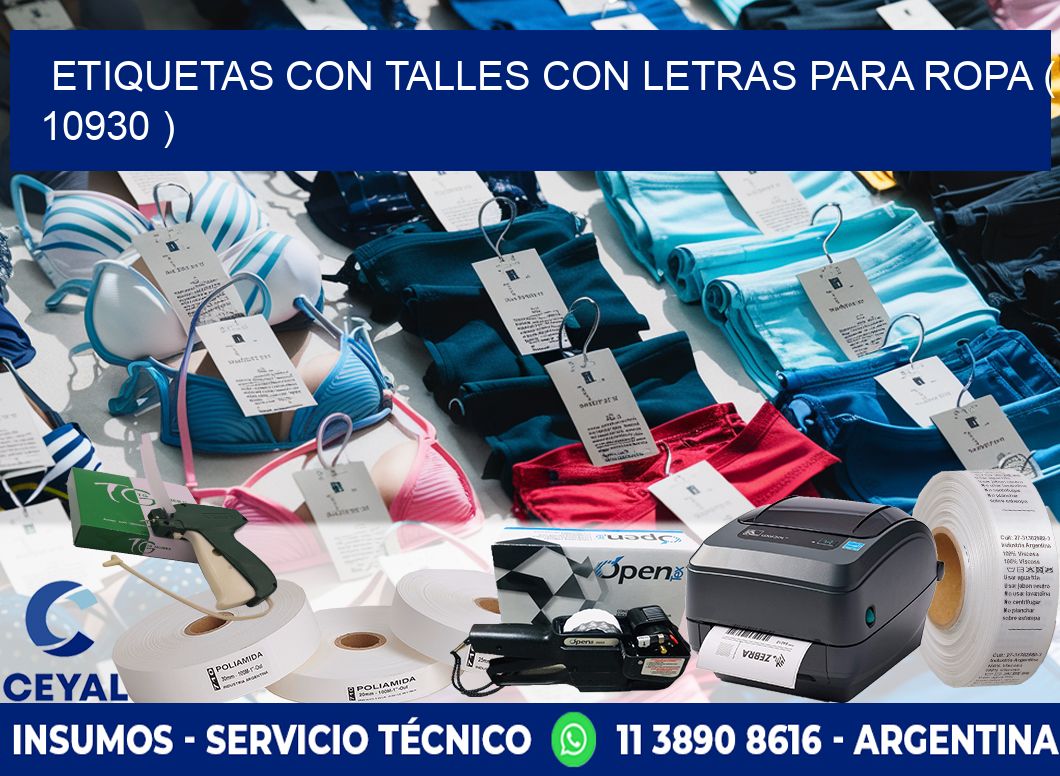 ETIQUETAS CON TALLES CON LETRAS PARA ROPA ( 10930 )
