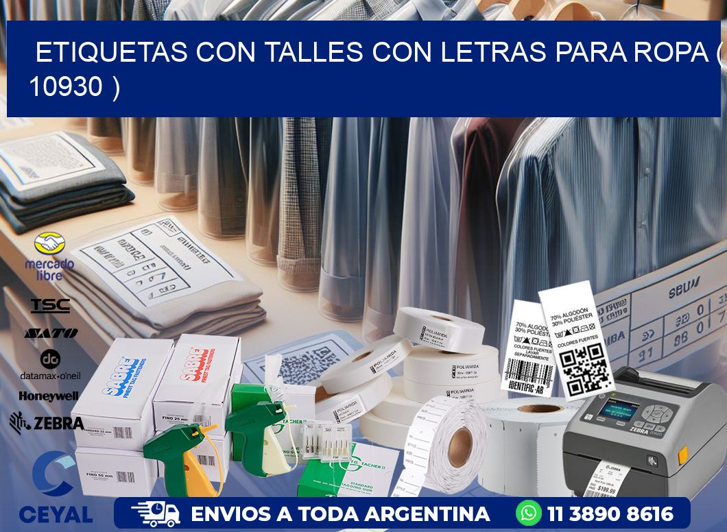 ETIQUETAS CON TALLES CON LETRAS PARA ROPA ( 10930 )