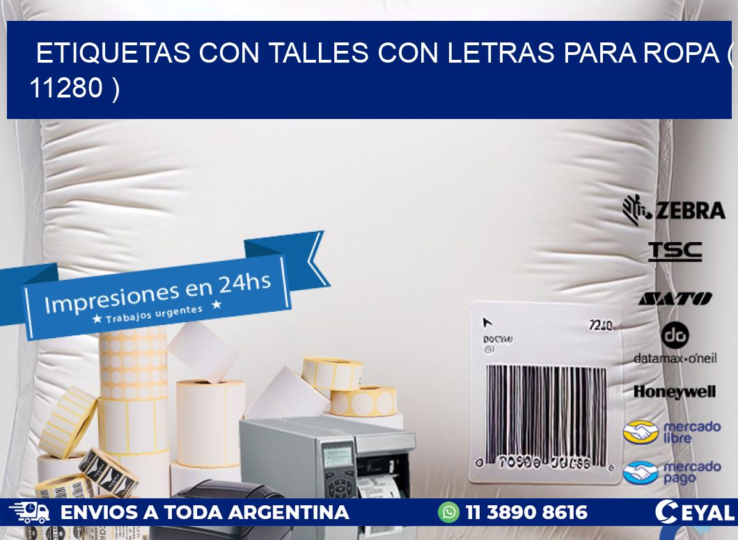 ETIQUETAS CON TALLES CON LETRAS PARA ROPA ( 11280 )