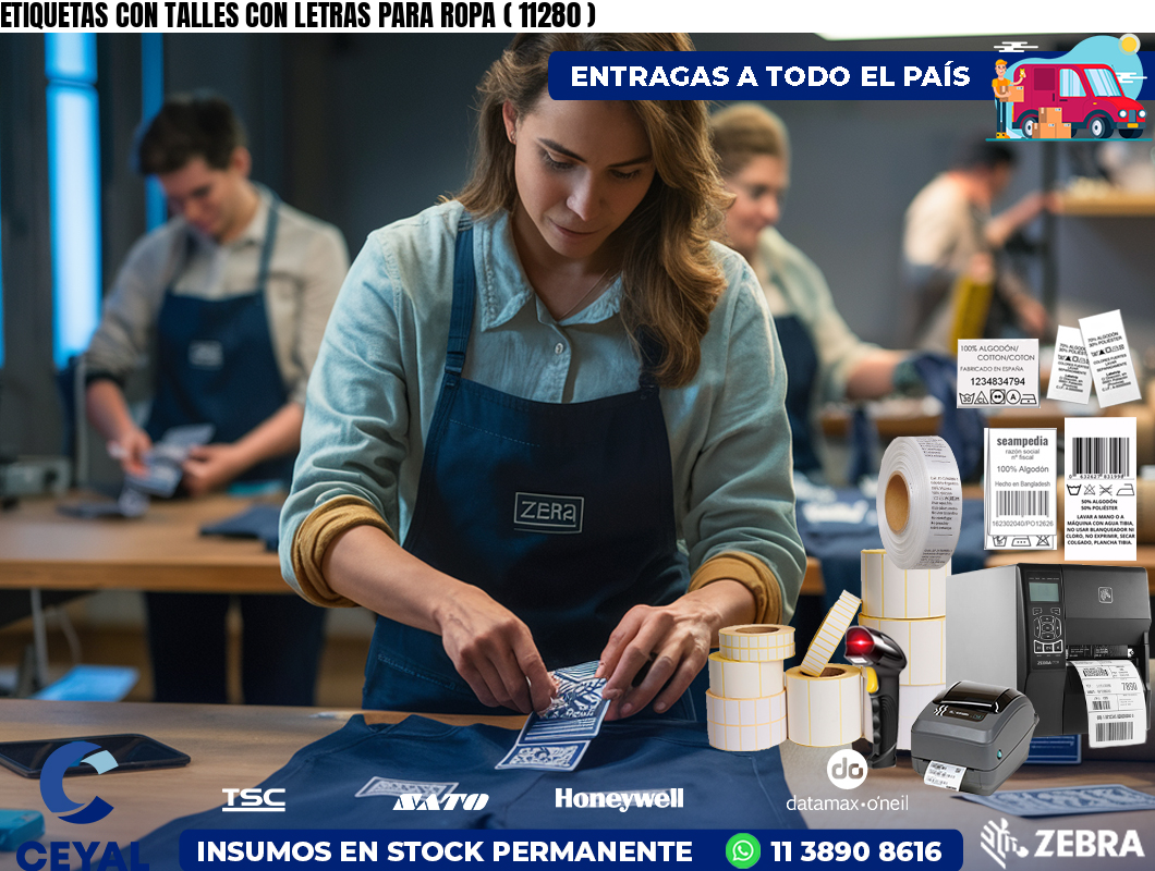 ETIQUETAS CON TALLES CON LETRAS PARA ROPA ( 11280 )