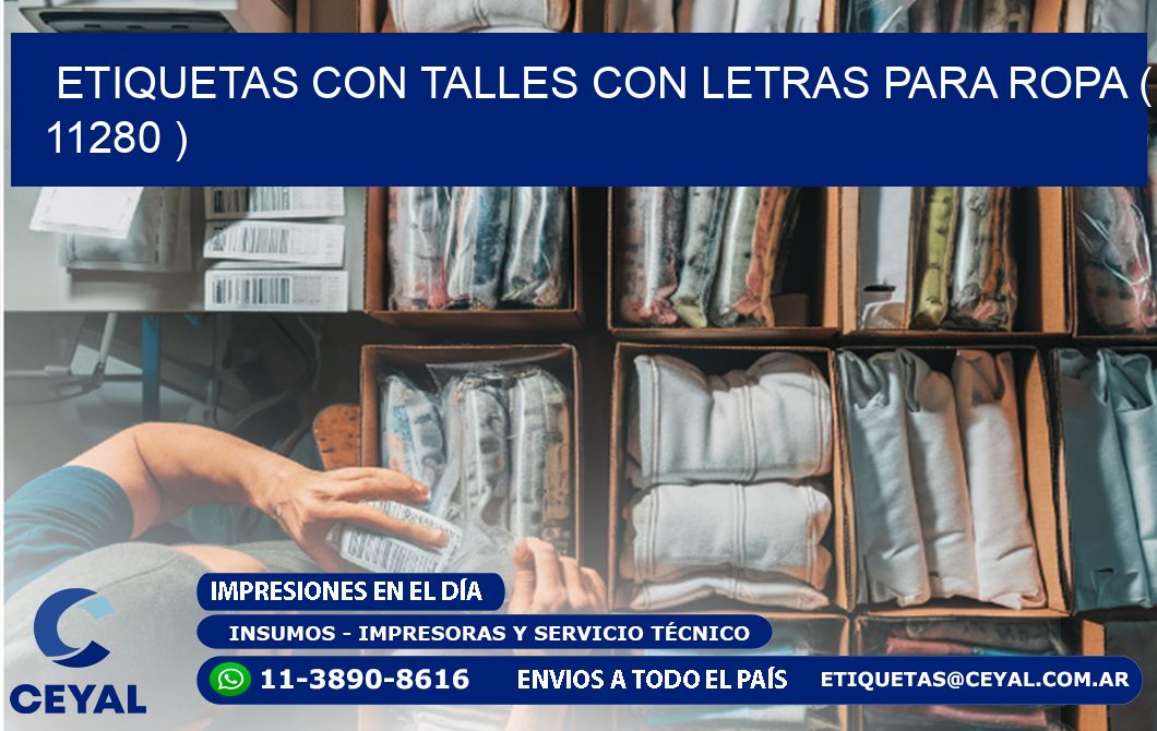 ETIQUETAS CON TALLES CON LETRAS PARA ROPA ( 11280 )