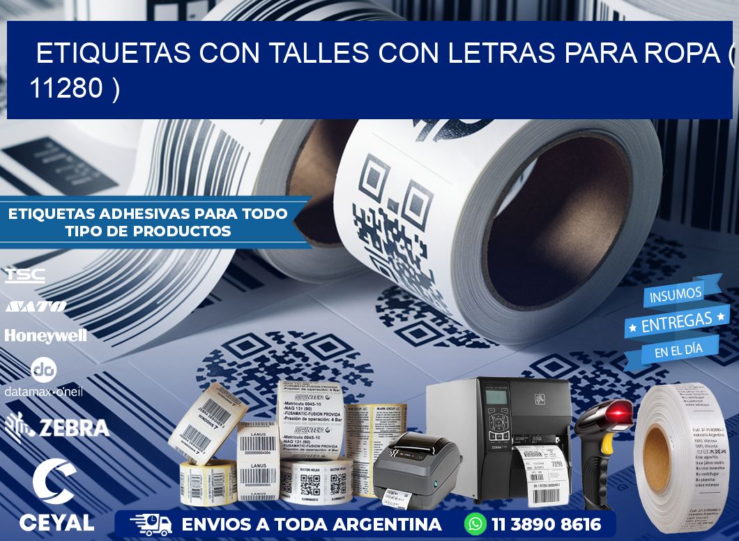 ETIQUETAS CON TALLES CON LETRAS PARA ROPA ( 11280 )
