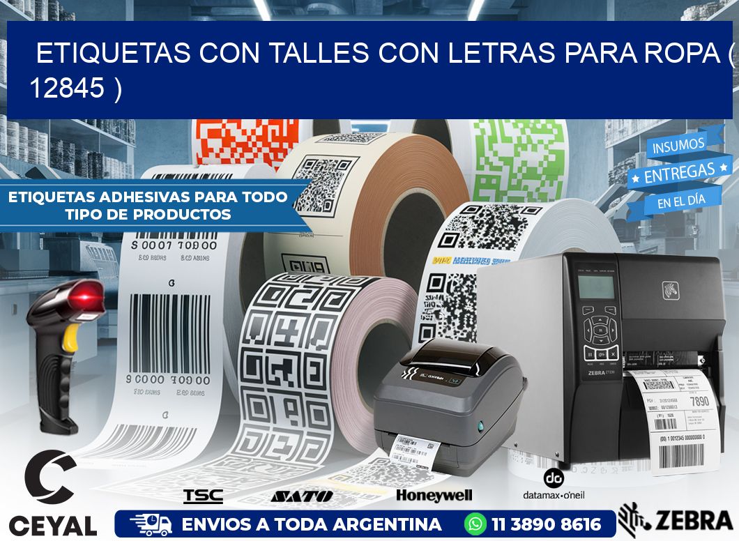 ETIQUETAS CON TALLES CON LETRAS PARA ROPA ( 12845 )