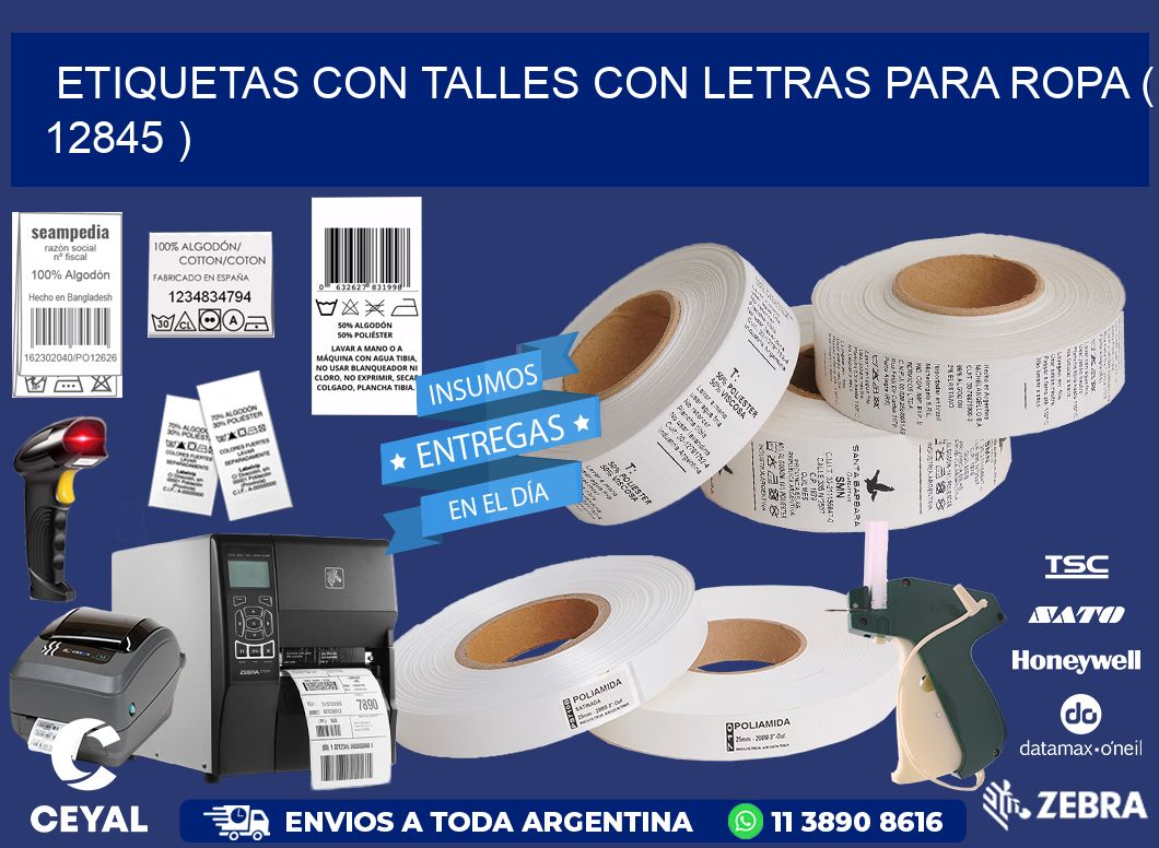 ETIQUETAS CON TALLES CON LETRAS PARA ROPA ( 12845 )