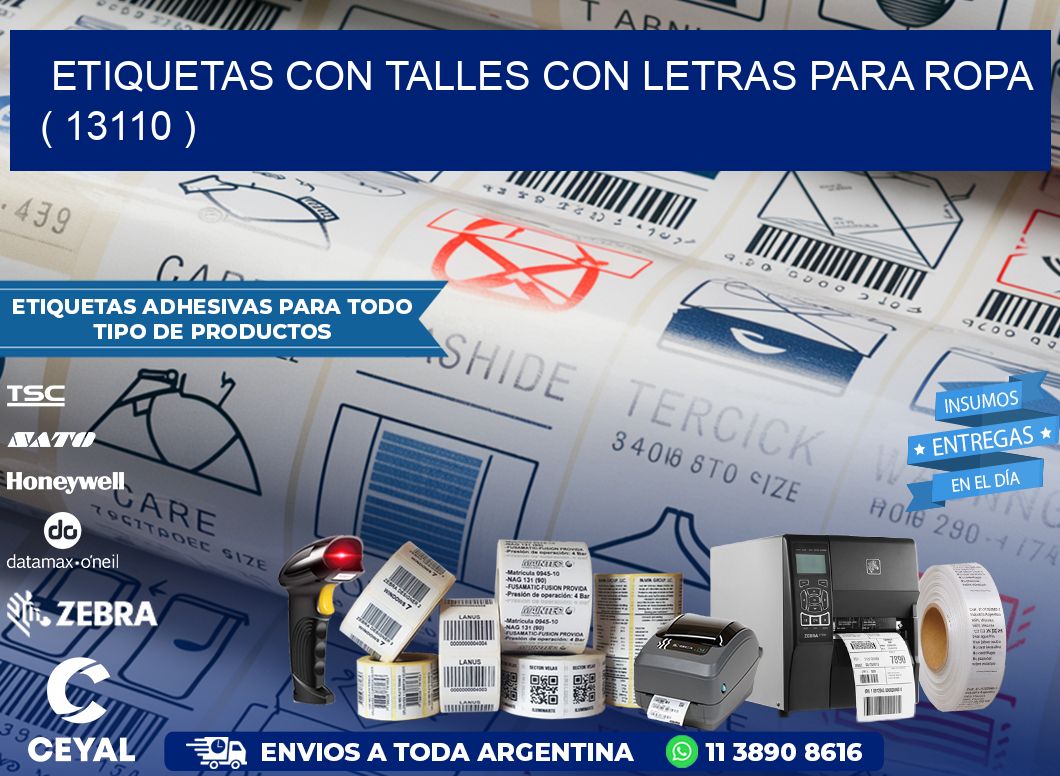 ETIQUETAS CON TALLES CON LETRAS PARA ROPA   ( 13110 )
