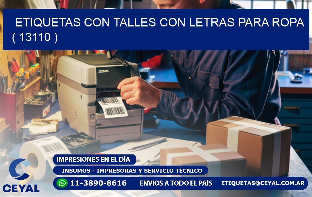 ETIQUETAS CON TALLES CON LETRAS PARA ROPA   ( 13110 )