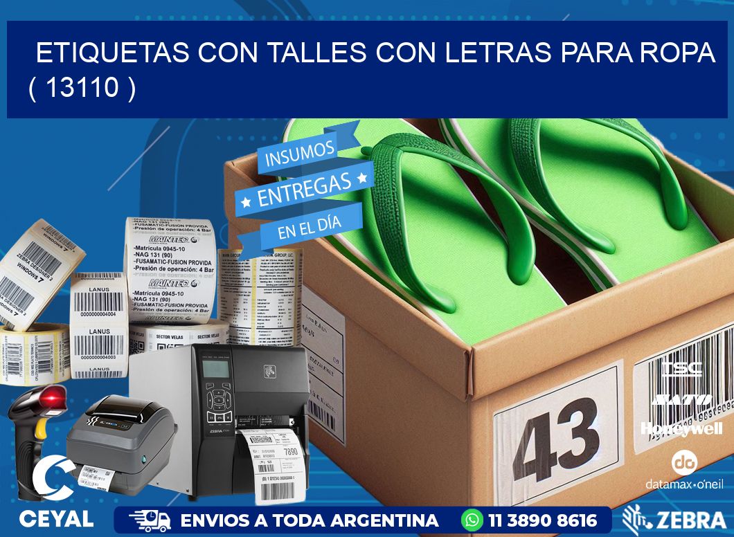 ETIQUETAS CON TALLES CON LETRAS PARA ROPA   ( 13110 )