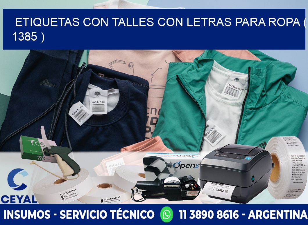ETIQUETAS CON TALLES CON LETRAS PARA ROPA ( 1385 )