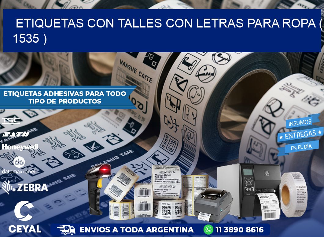 ETIQUETAS CON TALLES CON LETRAS PARA ROPA ( 1535 )