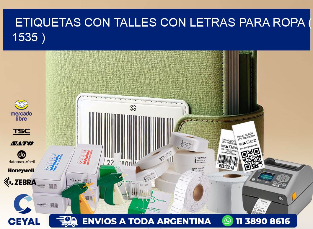 ETIQUETAS CON TALLES CON LETRAS PARA ROPA ( 1535 )