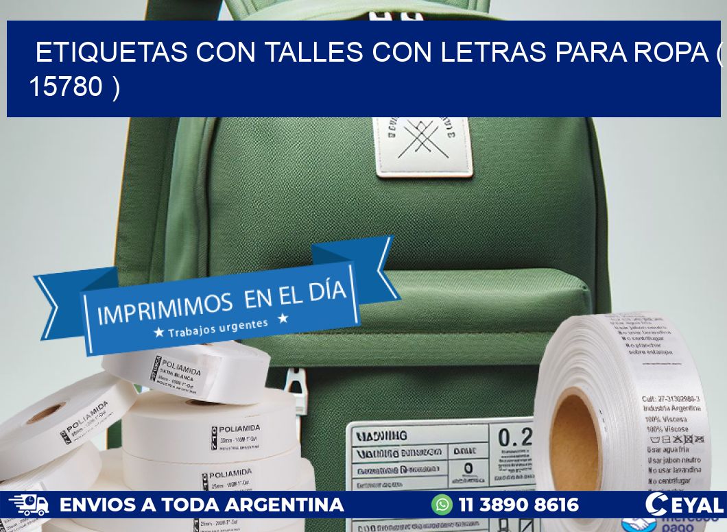 ETIQUETAS CON TALLES CON LETRAS PARA ROPA ( 15780 )