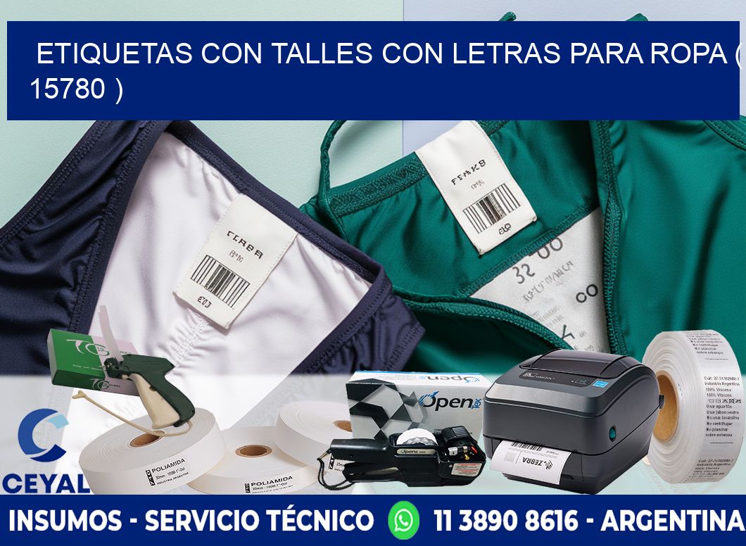ETIQUETAS CON TALLES CON LETRAS PARA ROPA ( 15780 )