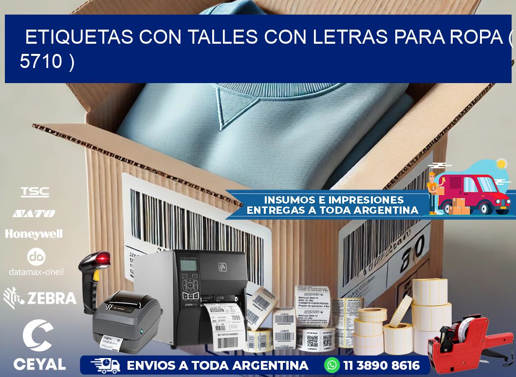 ETIQUETAS CON TALLES CON LETRAS PARA ROPA ( 5710 )