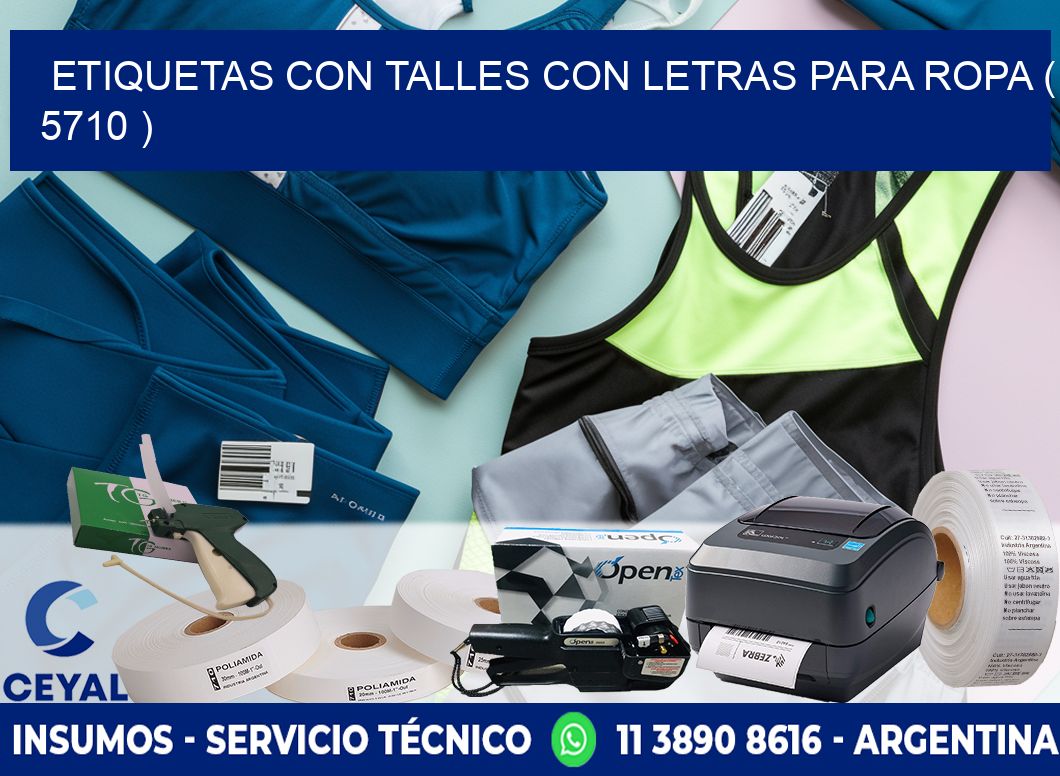 ETIQUETAS CON TALLES CON LETRAS PARA ROPA ( 5710 )