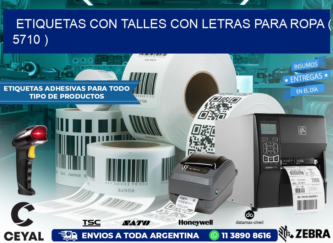 ETIQUETAS CON TALLES CON LETRAS PARA ROPA ( 5710 )